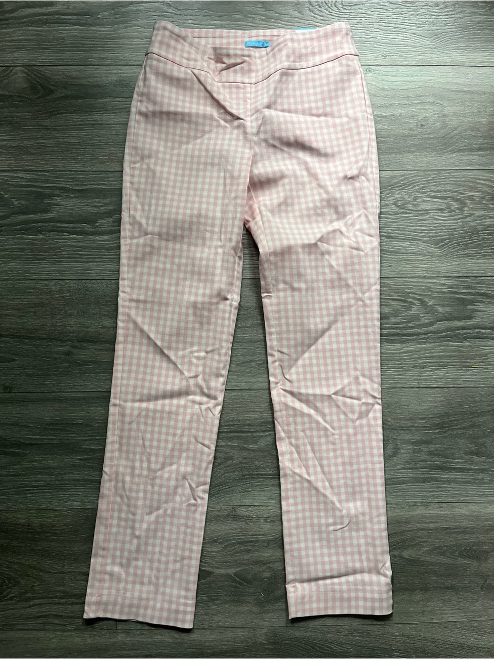 NEW J. McLaughlin Pink White Gingham Pull On Masie Pants Size 6 Preppy Girly
